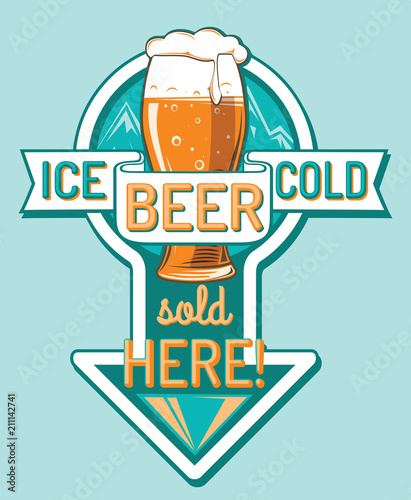 Cold beer advertising sign