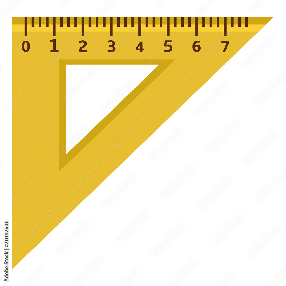 Vector Flat Icon - Yellow Silhouette Setsquare. Triangle Ruler. Stock  Vector