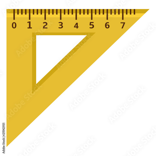 Vector Flat Icon - Yellow Silhouette Setsquare. Triangle Ruler. photo