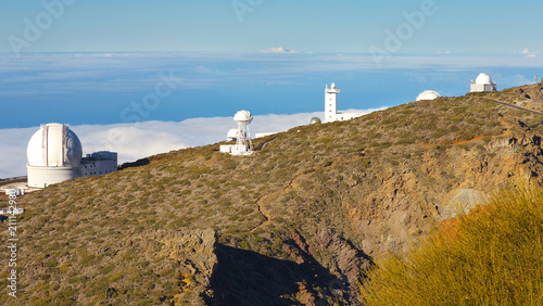 Complex of buildings of an Astronomical Observatory in Caldera de Taburiente, La Palma´s Island, Canary Islands, Spain photo