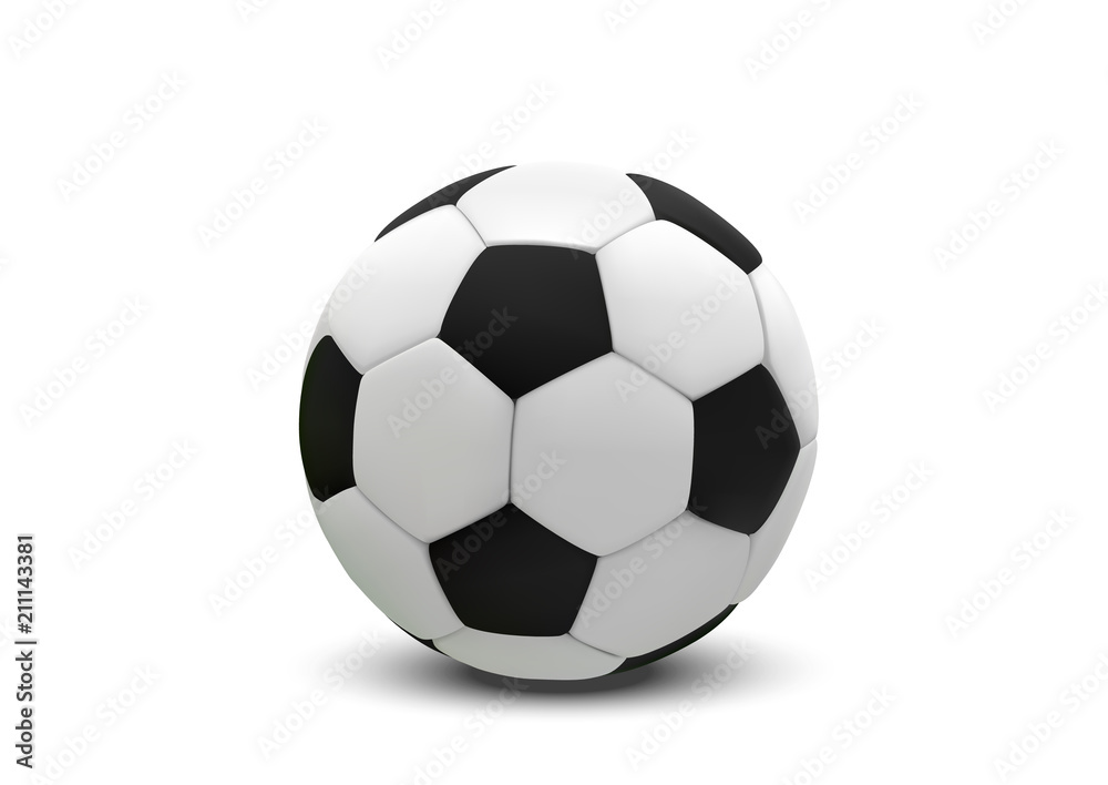 Realistic soccer ball or football ball on white background. 3d Style vector Ball isolated on white background Realistic soccer ball or football ball on white background. 3d Style vector Ball isolated on white background