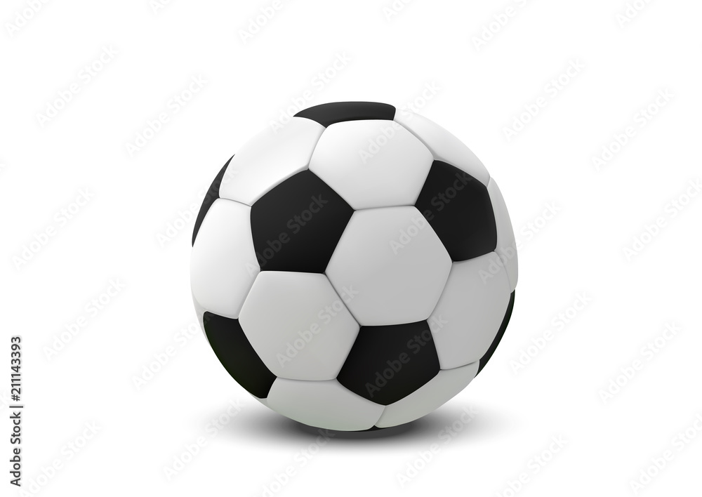 Realistic soccer ball or football ball on white background. 3d Style vector Ball isolated on white background Realistic soccer ball or football ball on white background. 3d Style vector Ball isolated on white background