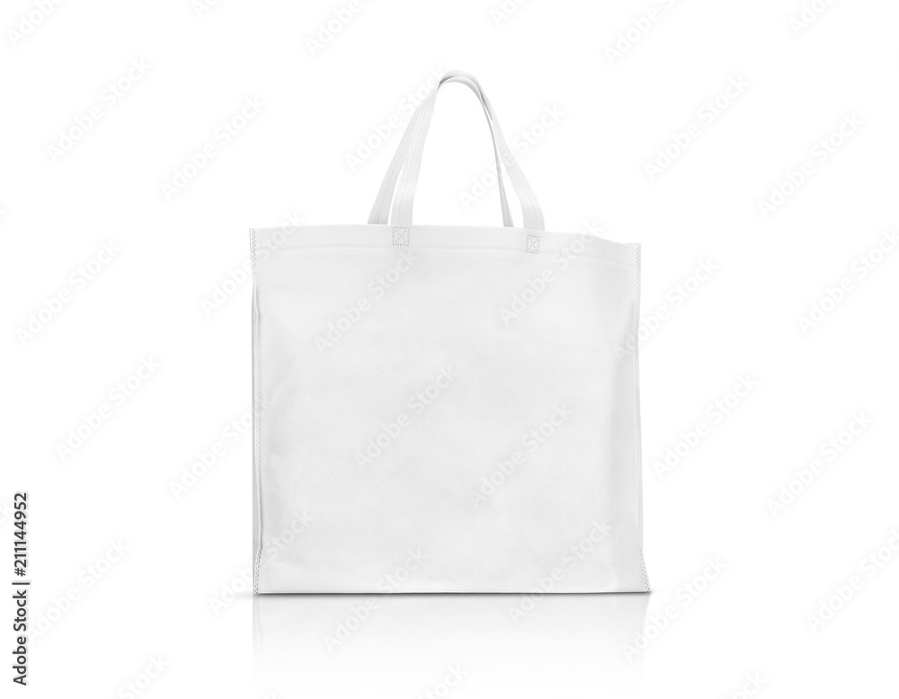 blank white fabric canvas bag for shopping and save global warming