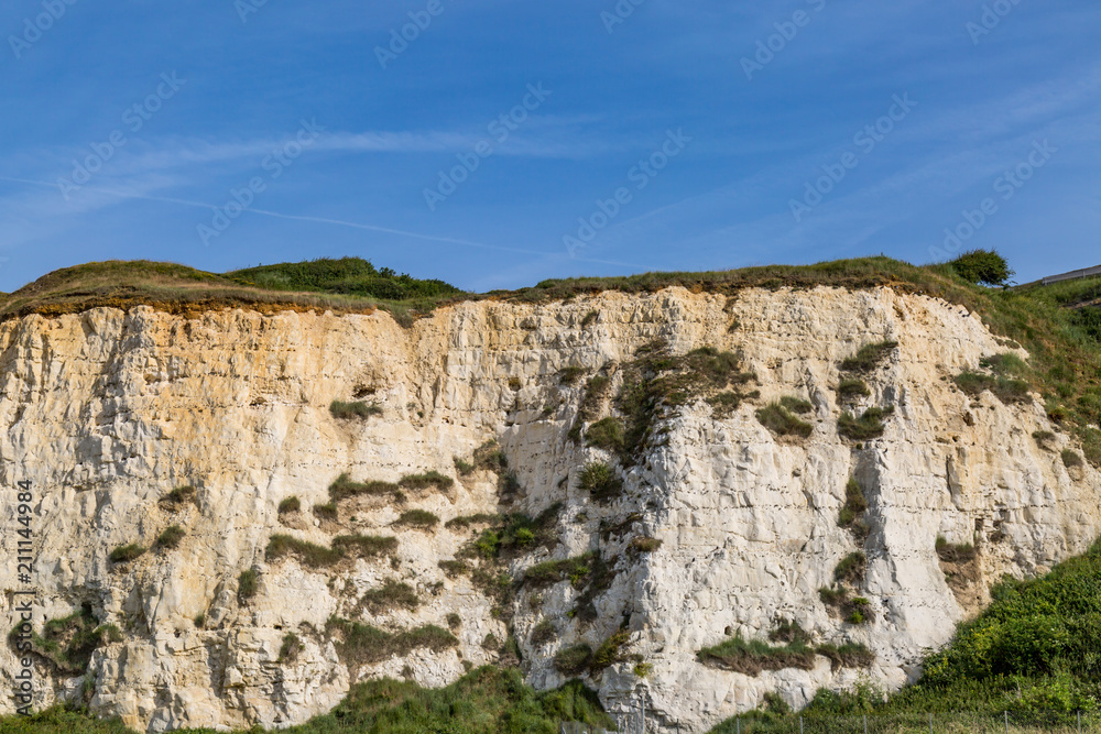 White chalk cliffs on the Newhaven coast, on a sunny summer's morning