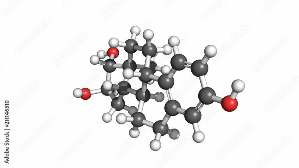 Estriol molecule, rotating ball and stick model, seamless loop Estriol molecule, rotating ball and stick model, seamless loop