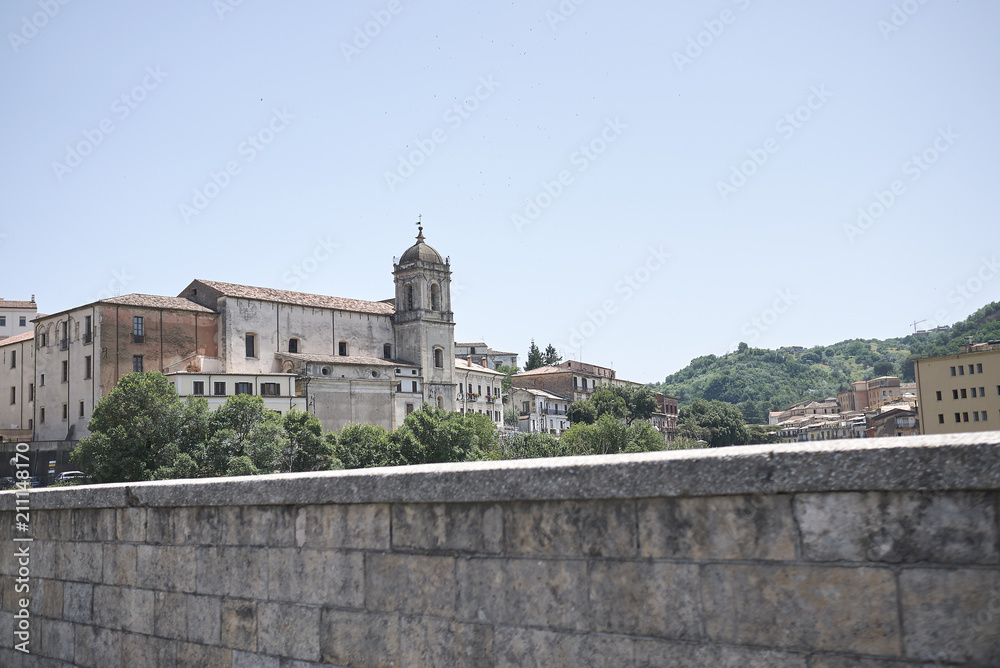 Cosenza, Italy - June 12, 2018 : View of Old Cosenza (Cosenza Vecchia) from Palazzo Arnone