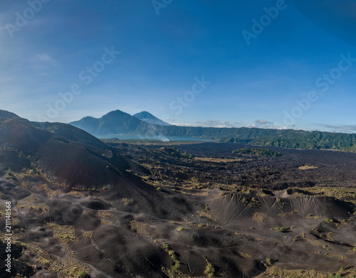 View of Batur lake and Mount Agung in Bali, Indonesia
