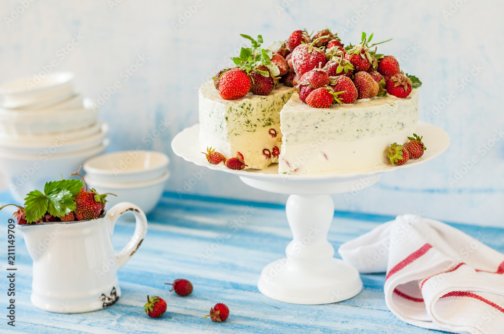 Strawberry and Basil Ice Cream Cake Strawberry and Basil Ice Cream Cake
