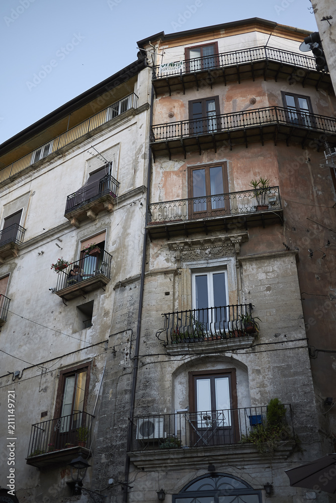 Cosenza, Italy - June 12, 2018 : Building in Old Cosenza (Cosenza Vecchia)