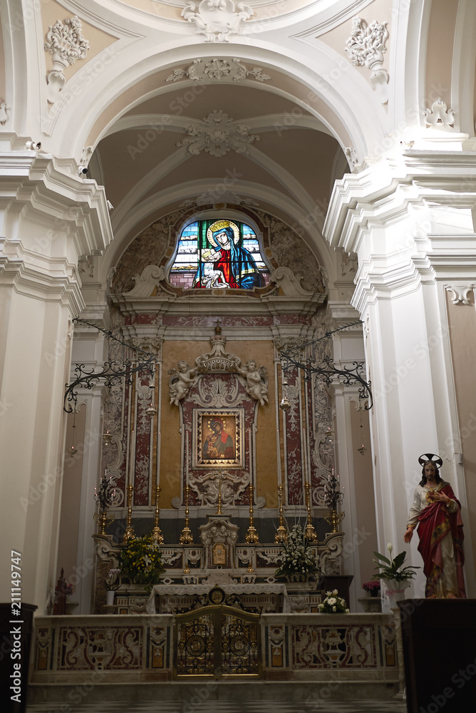 Cosenza, Italy - June 12, 2018 : View of Cosenza cathedral interior