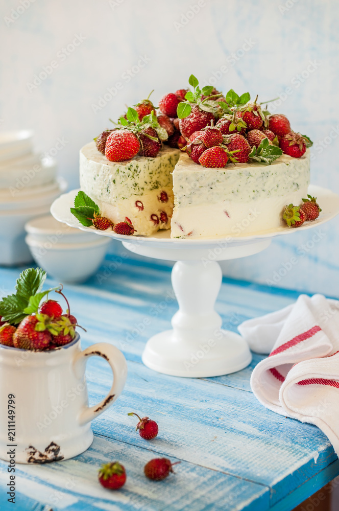 Strawberry and Basil Ice Cream Cake Strawberry and Basil Ice Cream Cake