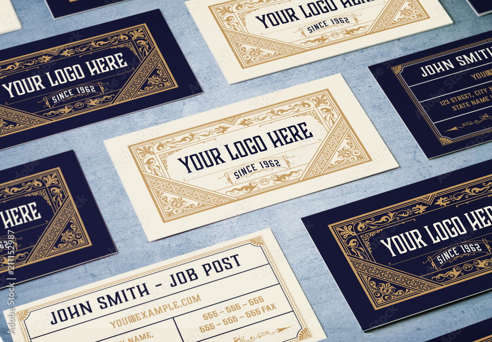 Vintage-Style Business Card Layout Stock Template | Adobe Stock