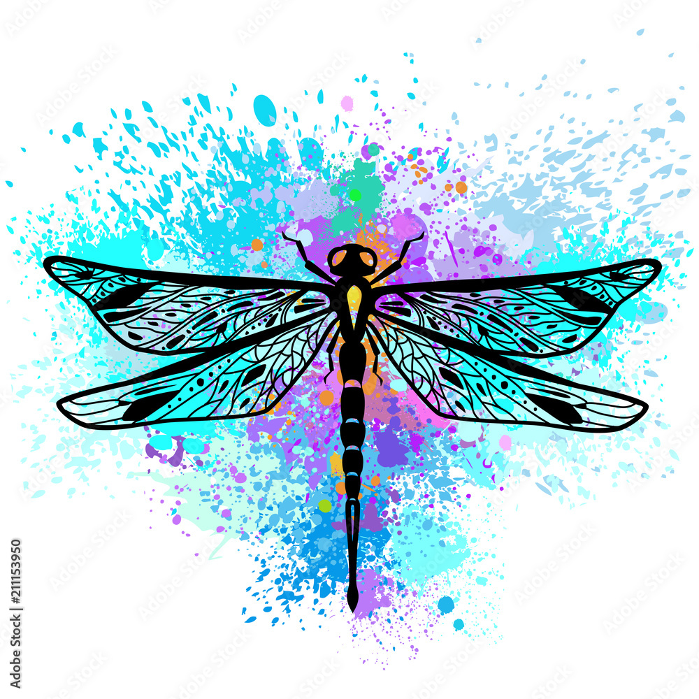 Dragonfly on colorful background Stock Vector | Adobe Stock