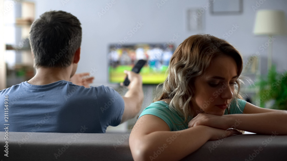 Couple arguing over watching tv, man and woman having conflict, relationship Couple arguing over watching tv, man and woman having conflict, relationship
