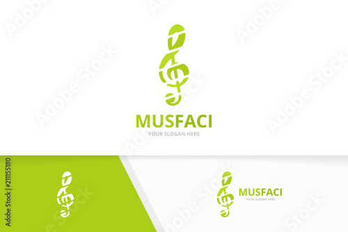 Vector treble clef logo combination. Music symbol or icon. Unique sound logotype design template.