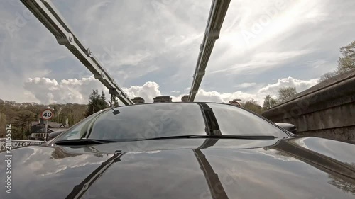 Driving over the Menai Bridge in North Wales towards Anglesey - United Kingdom