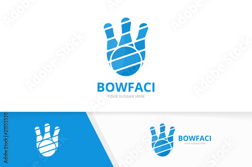 Vector bowling logo combination. Game symbol or icon. Unique kegling logotype design template.