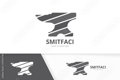 Vector smith logo combination. Blacksmith symbol or icon. Unique metal logotype design template.