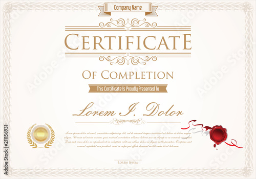 Certificate or diploma retro design template vector illustration 