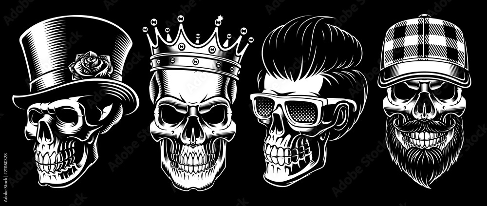 Set of Vintage Skulls.