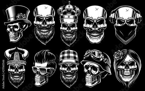 Set of different skulls. photo