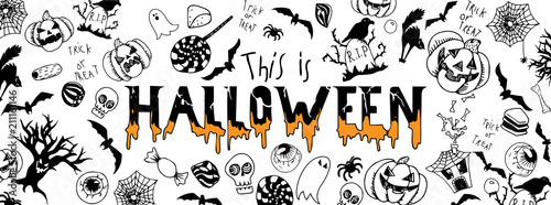 Halloween doodles banner