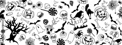 Halloween doodles banner