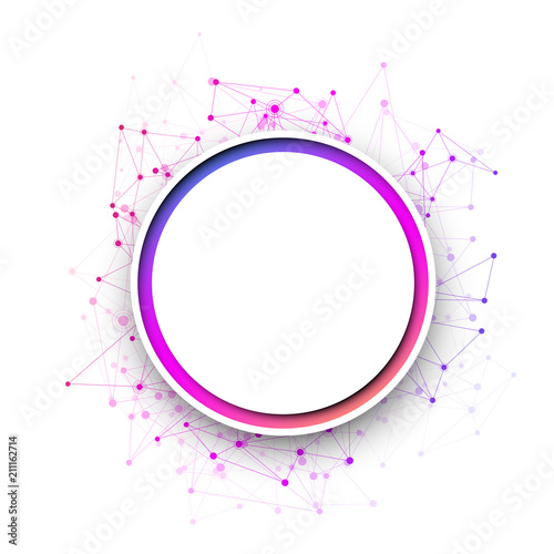 White round communication background with colorful network.