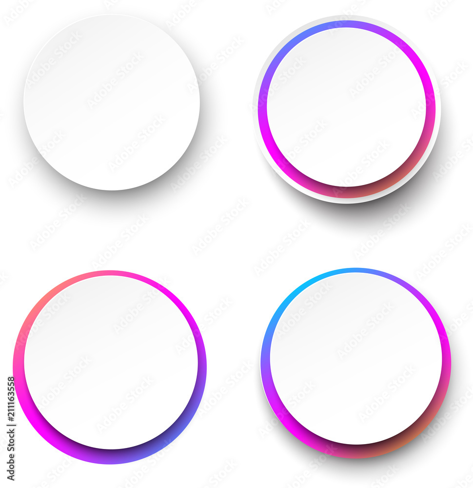 White round background templates with colorful frame. White round background templates with colorful frame.