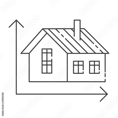 Vector illustration of modern icon depicting a home measurement concept. High quality black outline logo for web site design and mobile apps. Vector illustration on a white background.