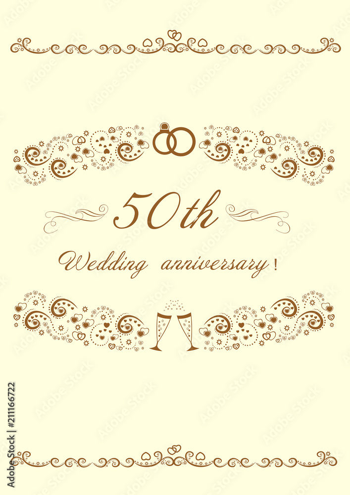 50th Wedding anniversary Invitation.Beautiful editable vector il 50th Wedding anniversary Invitation.Beautiful editable vector il