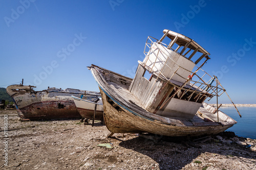 Old Fishing Boat Abandoned on the Shore