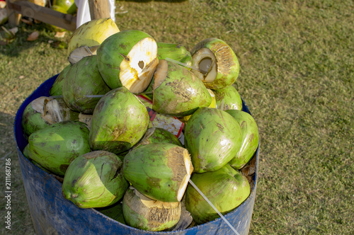 Used and empty coconuts