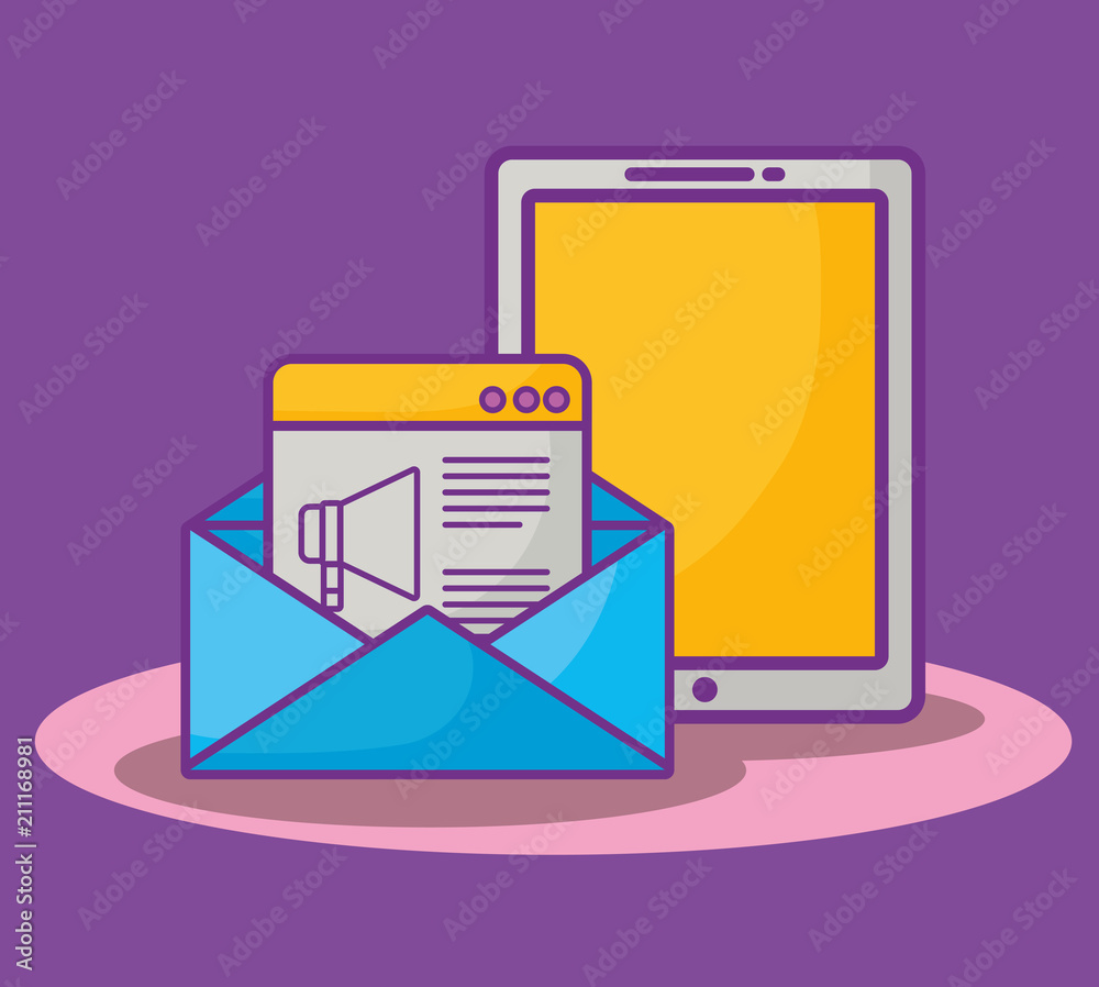 smartphone and envelope icon over purple background, colorful design. vector illustration smartphone and envelope icon over purple background, colorful design. vector illustration