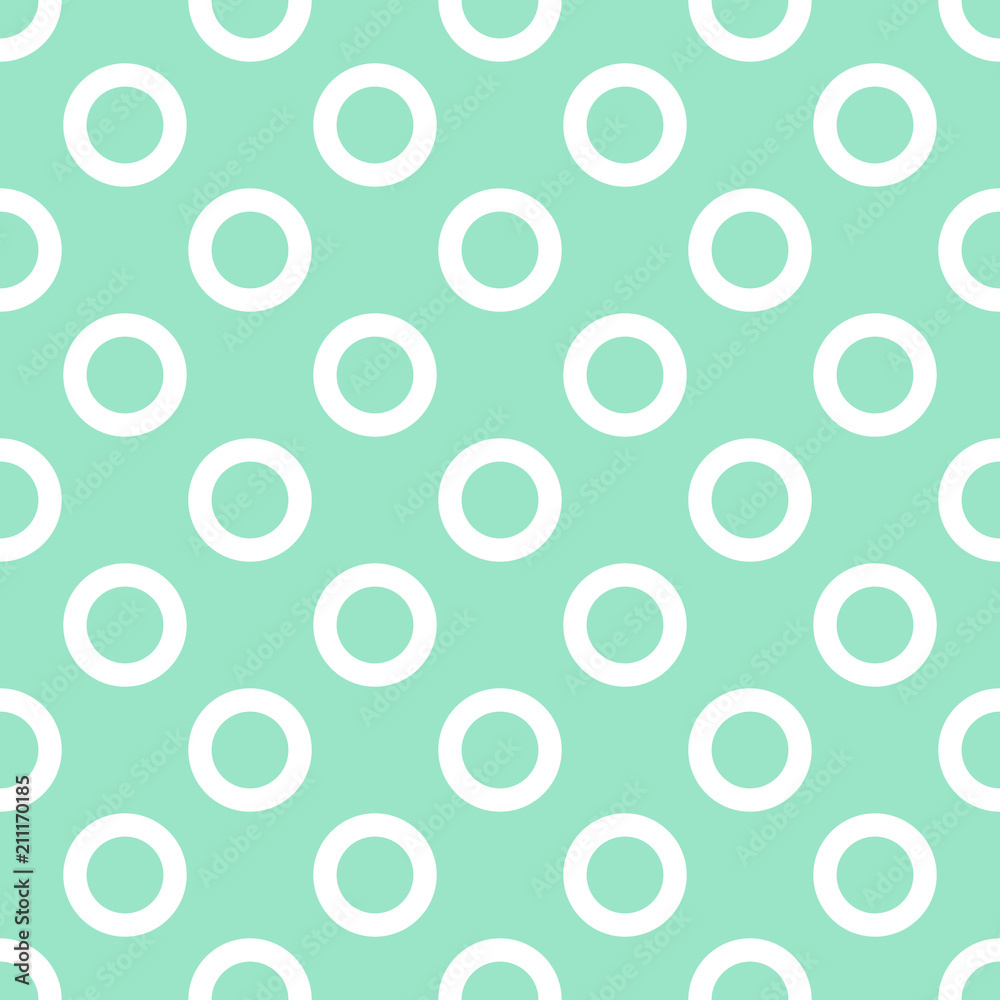 Cute vector seamless flat pattern with white rings