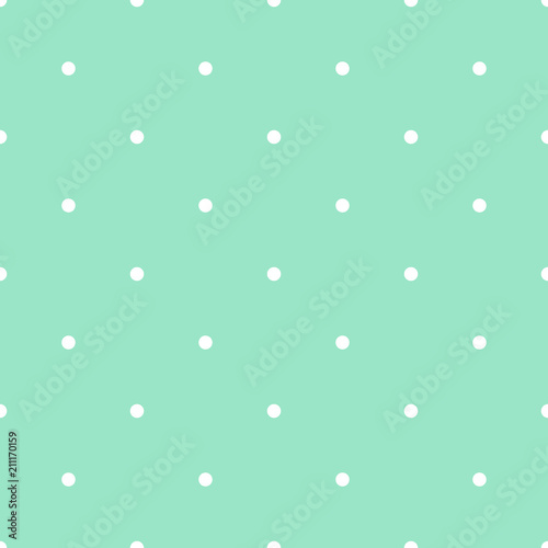 Vector seamless dotted pattern in green mint and white colors