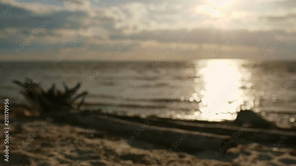A view of the sea with waves, the rays of the sun through clouds. landscape. slow motion A view of the sea with waves, the rays of the sun through clouds. landscape. slow motion