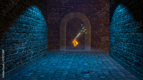magic medieval key 3d illustration