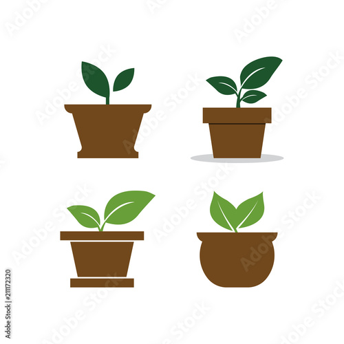 Plant pot logo design template