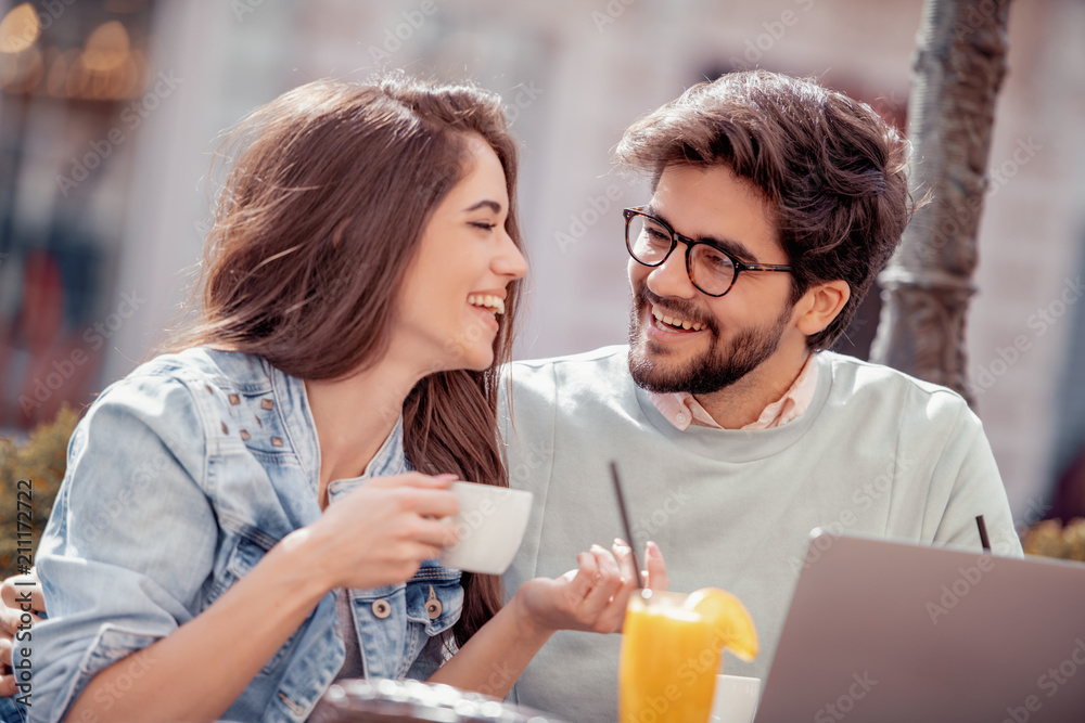 Beautiful couple having coffee on a date Beautiful couple having coffee on a date