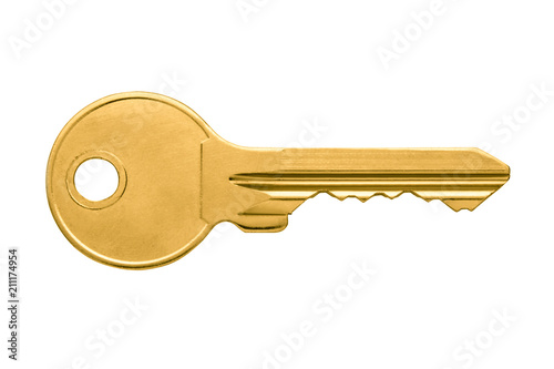 Tablou canvas Golden key apartment isolated on white background