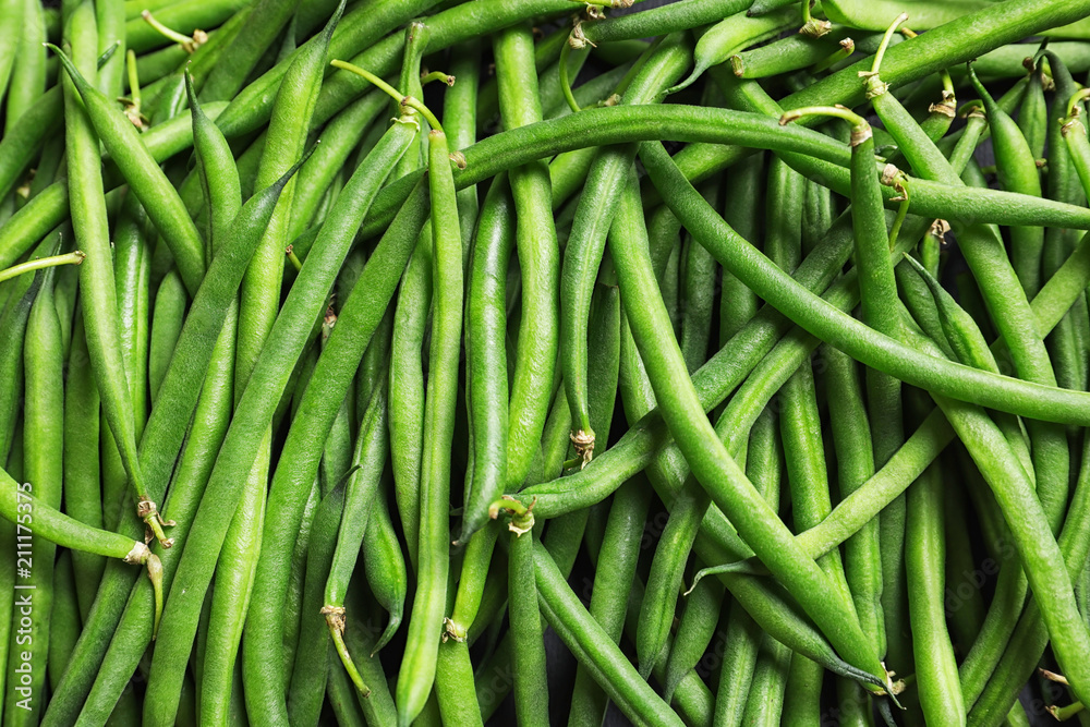 Fresh green French beans as background Fresh green French beans as background