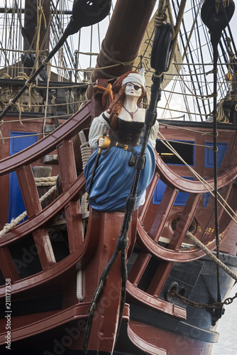 Fotografie, Tablou Very old carved figurehead from the 18th century, artist unknown