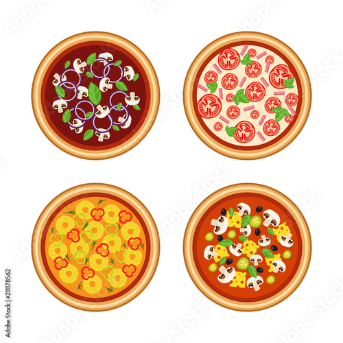 Vector set of 4 italian pizza