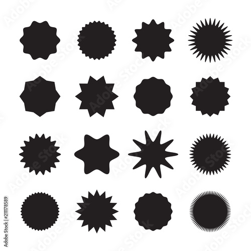 Set of vector badges or labels black shapes in flat style
