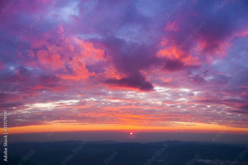 Fototapeta premium beautiful sunset landscape seen from mountain