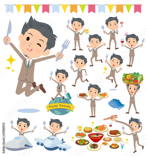 Beige suit short hair men_food festival