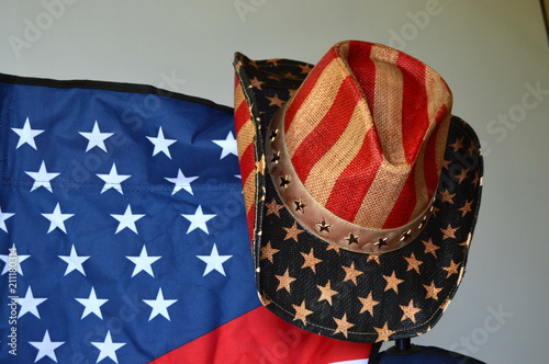 stars and strip hat and chair