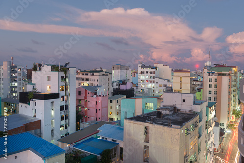 Dense city housing in capital of Maldives