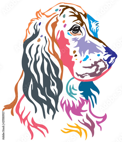 Colorful decorative portrait of Dog English Setter vector illustration